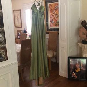 Apple green satin gown